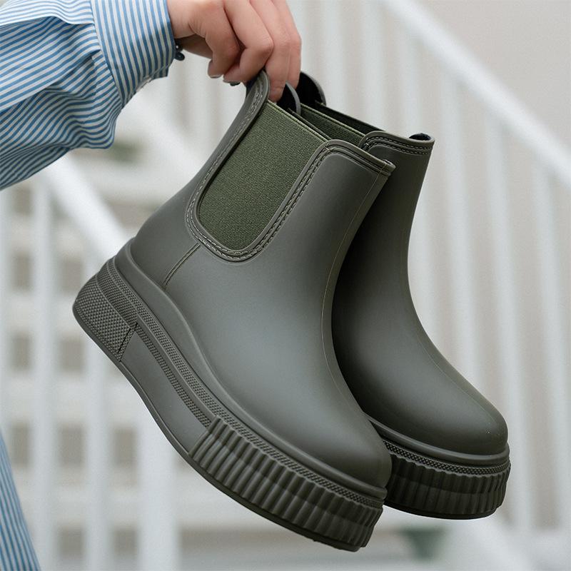 

Новые короткие резиновые сапоги японская мода интернет знаменитости женская одежда резиновая обувь женская взрослая водонепроницаемая нескользящая водная обувь 41 зелёный