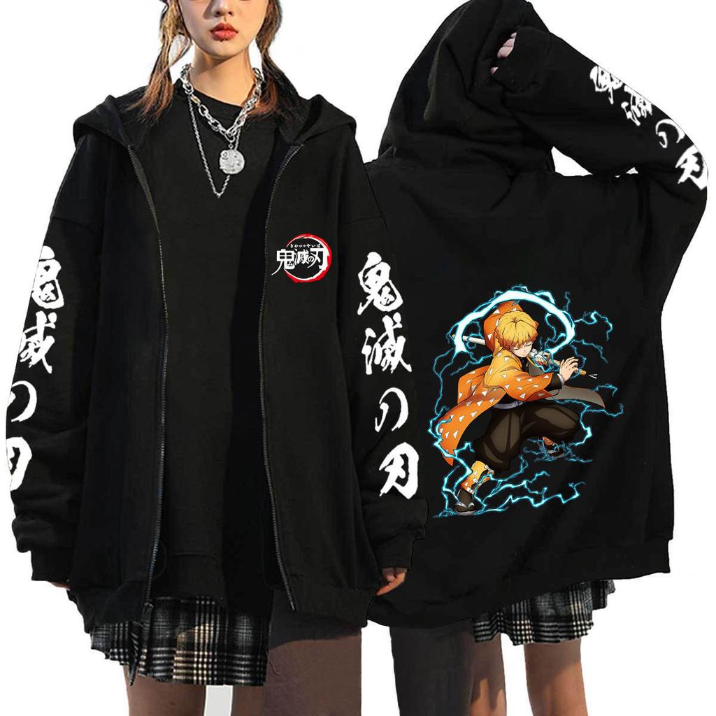 Japan Cartoon Comics Demon Slayer Printed Zip-Up Sweatshirt Unisex Fashion Hoodie/Jacket 0041