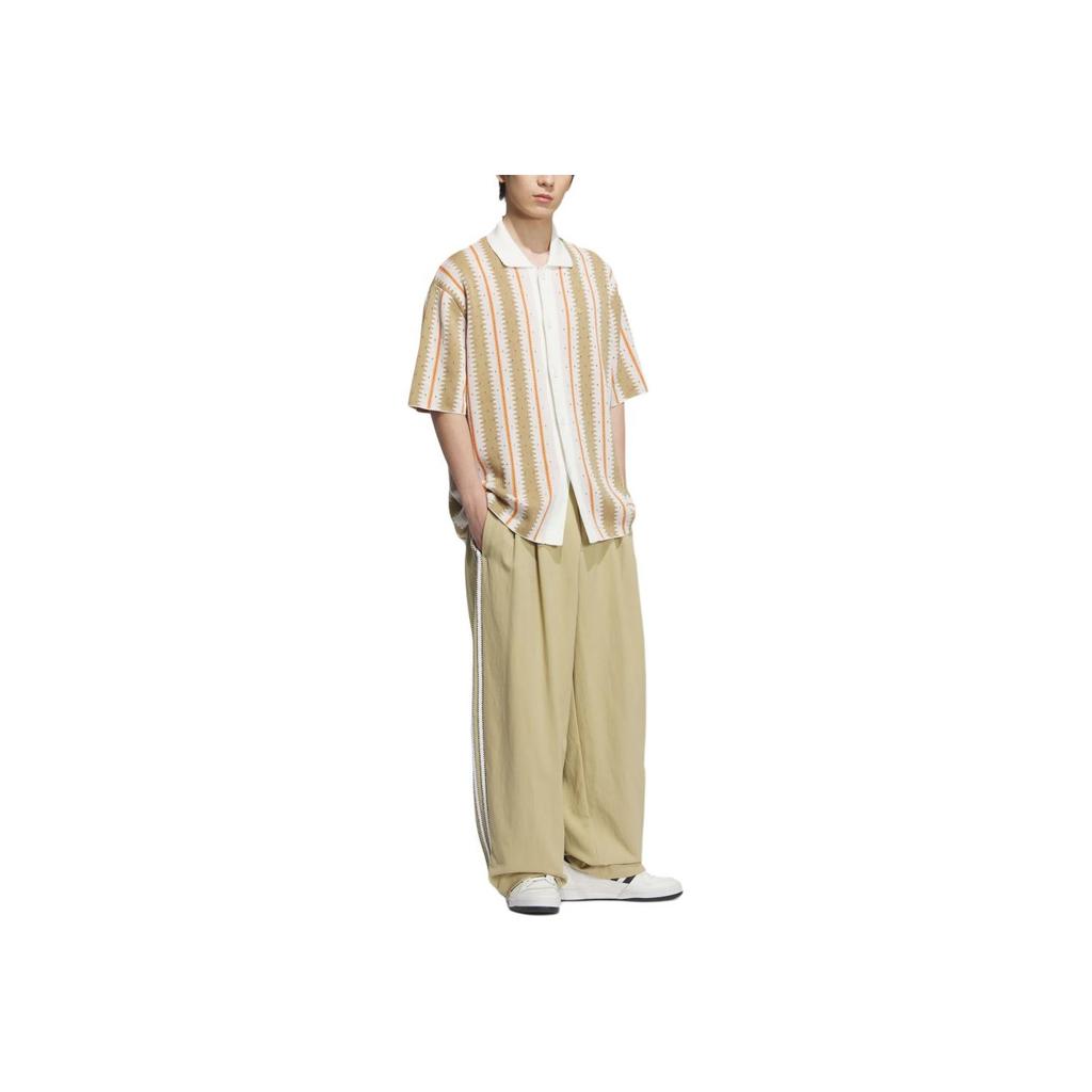 Adidas Originals Ss25 Resort Linen Loose Striped Fashion Versatile Sports Long Pants Men Bottoms KE5838