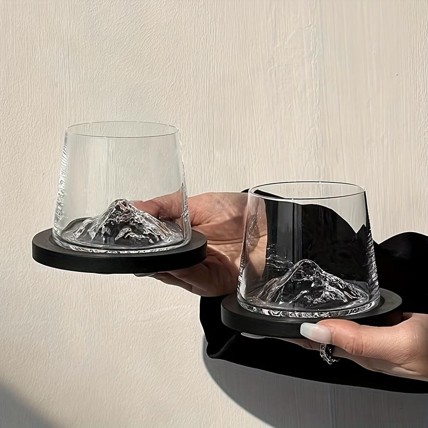 Japanese Fujiyama Mountain Glass Cup Vintage Ice Crystal Whiskey Tumbler Ins Style Water Cup