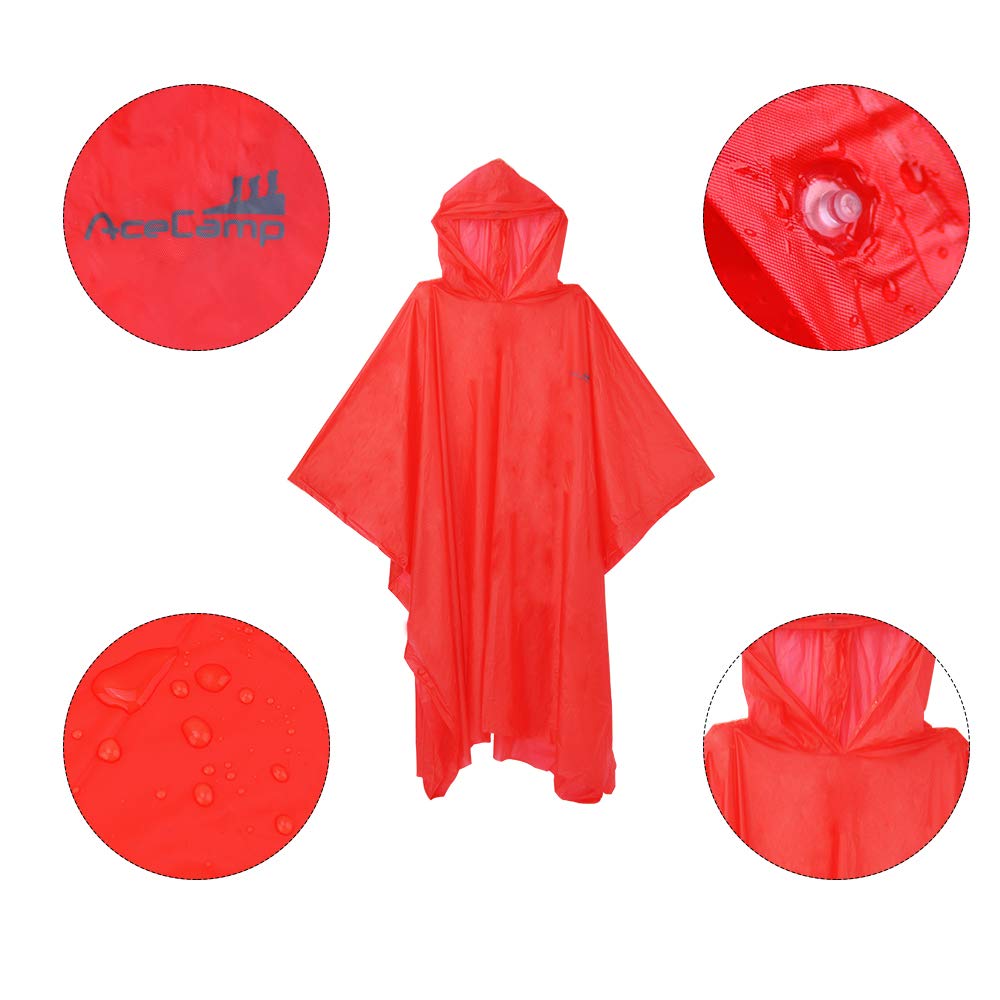 AceCamp Poncho für und Regen Leichtgewicht und Katastrophenschutzausrüstung Regenmantel, Stil, Radfahren, Motorräder, Pendeln, Schule, Unisex, Saison,