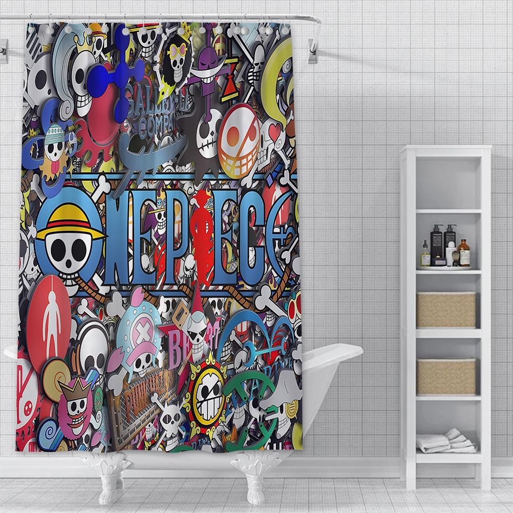 Hot P-PieceS Japan Anime One Shower Curtain Waterproof Polyester Fabric Paint Bath Curtain Home Bathroom Decor Curtain With Hook