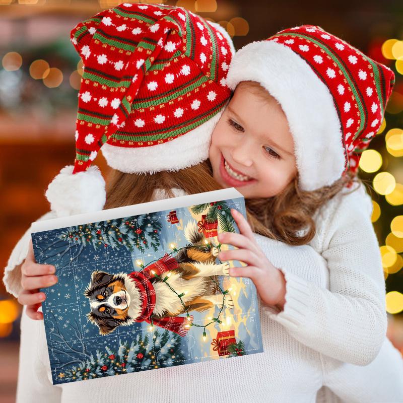 2D Acrylic Puppy Pendant Christmas Ornaments Advent Calendar 24-Day Countdown Calendar Dog Charm For Christmas Tree Decoration