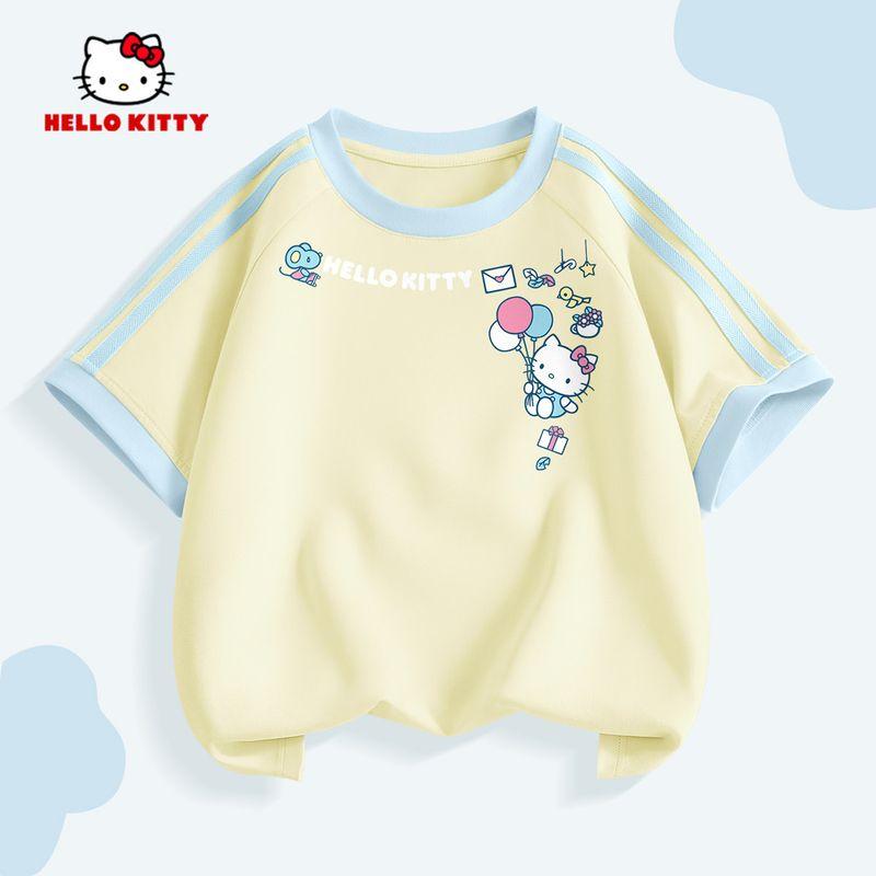 Hello Kitty Girls' Short-Sleeved T-Shirt Summer 2026 New Kidsren's Pink Bottoming Shirt Sweet Girl's Top