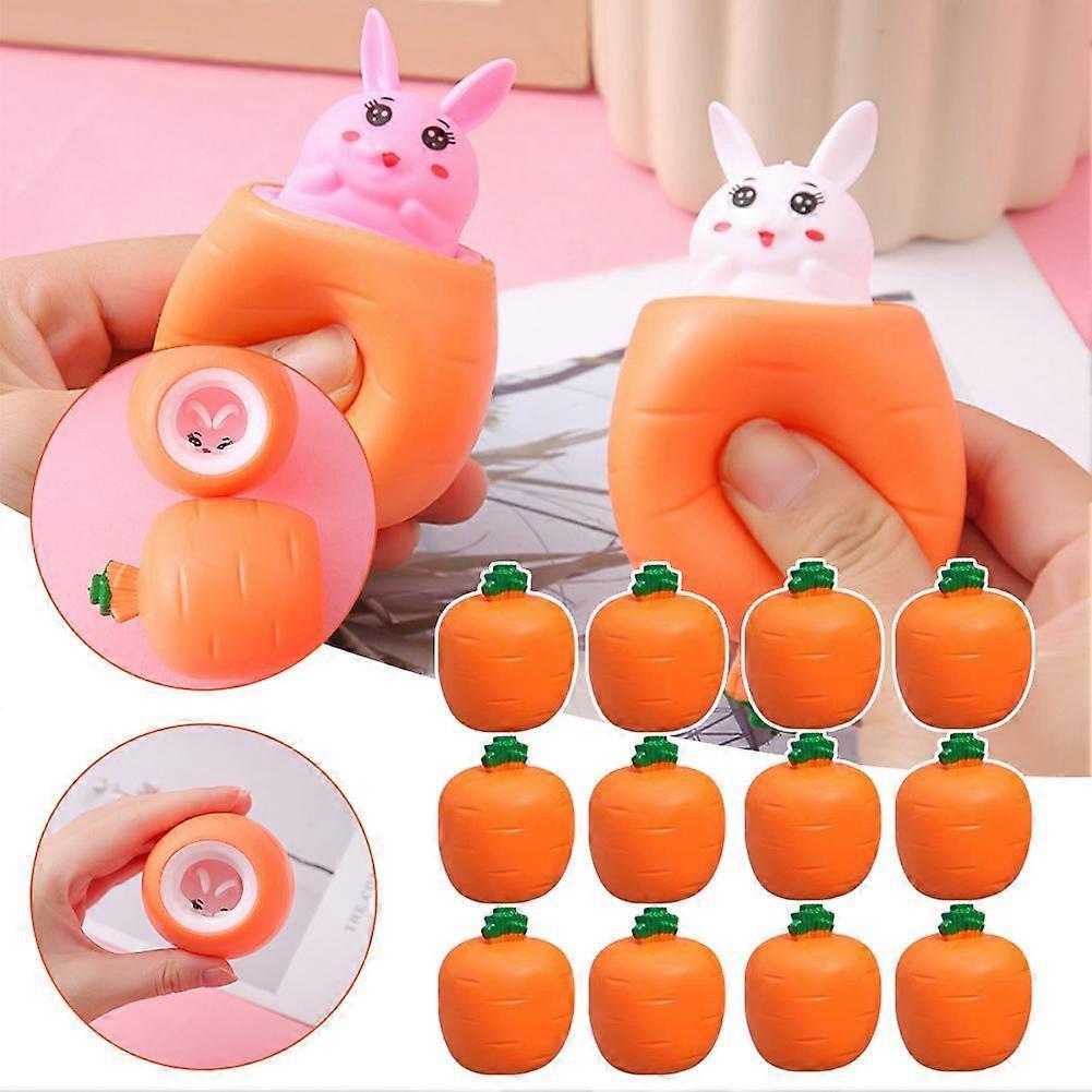 12Pcs Carrot Rabbit Squeeze Telescopic Toys Kids Stress Relief Radish Bunny