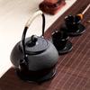 1 Set Cast Iron Tea Set 40.58oz Durable Cast Iron Teapot With Tea Strainer And 4 Cups 1 Pot Fork For Outdoor Picnic Home Restaurant Tea Room Tea Acces