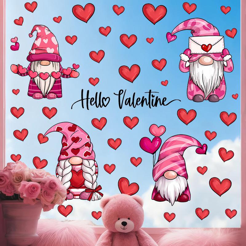 Valentine's Day Love Window Sticker Cartoon Dwarf Pvc Self-adhesive Marriage Wedding Wall Sticker Atmosphere Decoration Decals