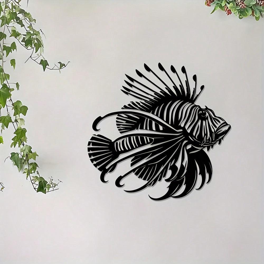 Metal Wall Art Lionfish Sea Theme Home Decor Living Room Bedroom Coastal Beach House Wall Hanging Unique Gift