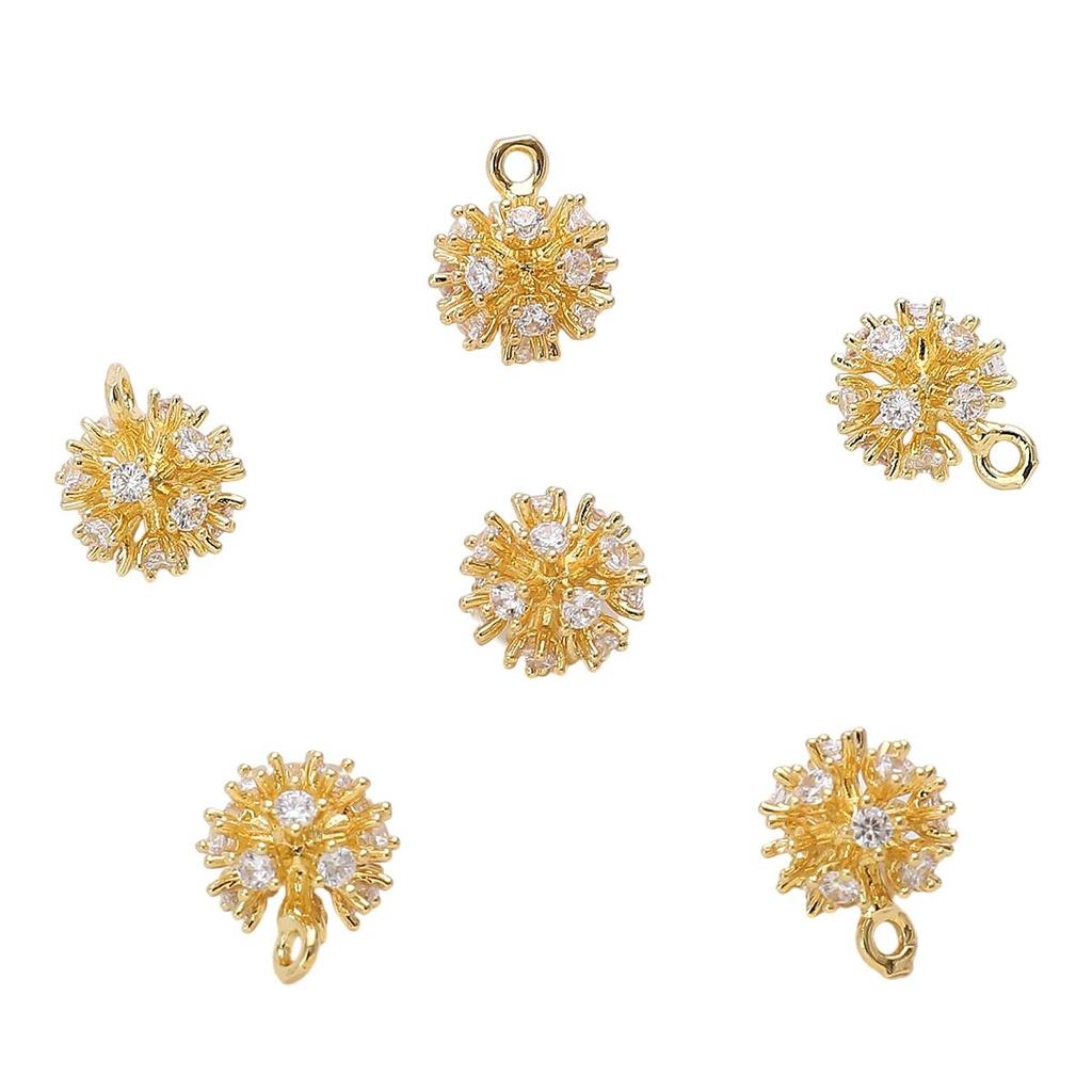 Copper Inlaid Zircon Dandelion Pendant For DIY Jewelry Making Craft Accessories