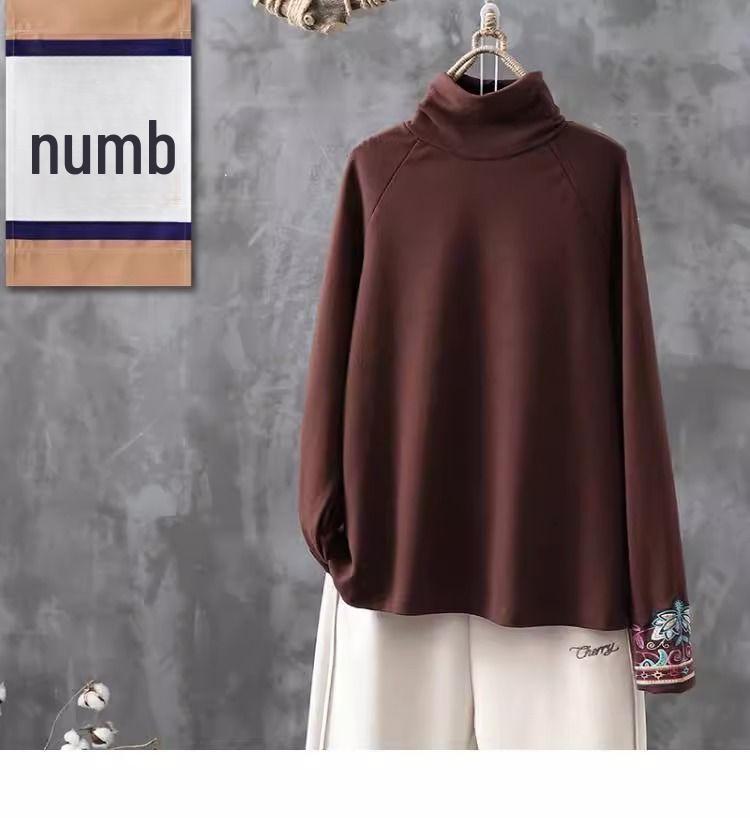 2024 Double-Sided German Velvet Bottoming Shirt: Retro Half-High Collar, Literary Ethnic Style for Spring and Autumn