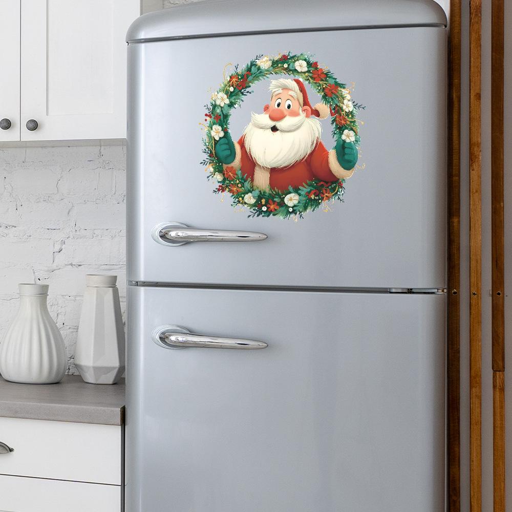 Santa Claus, Green Plant Garlands Bedroom Living Room Home Background Beautification Wall Stickers