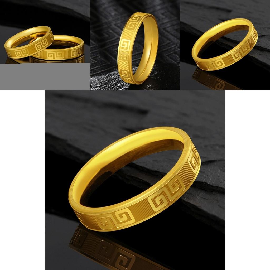 Plated Luxurious Gold Vietnamese Ring Stylish Retro Pattern Unisex Design For Celebrations Special