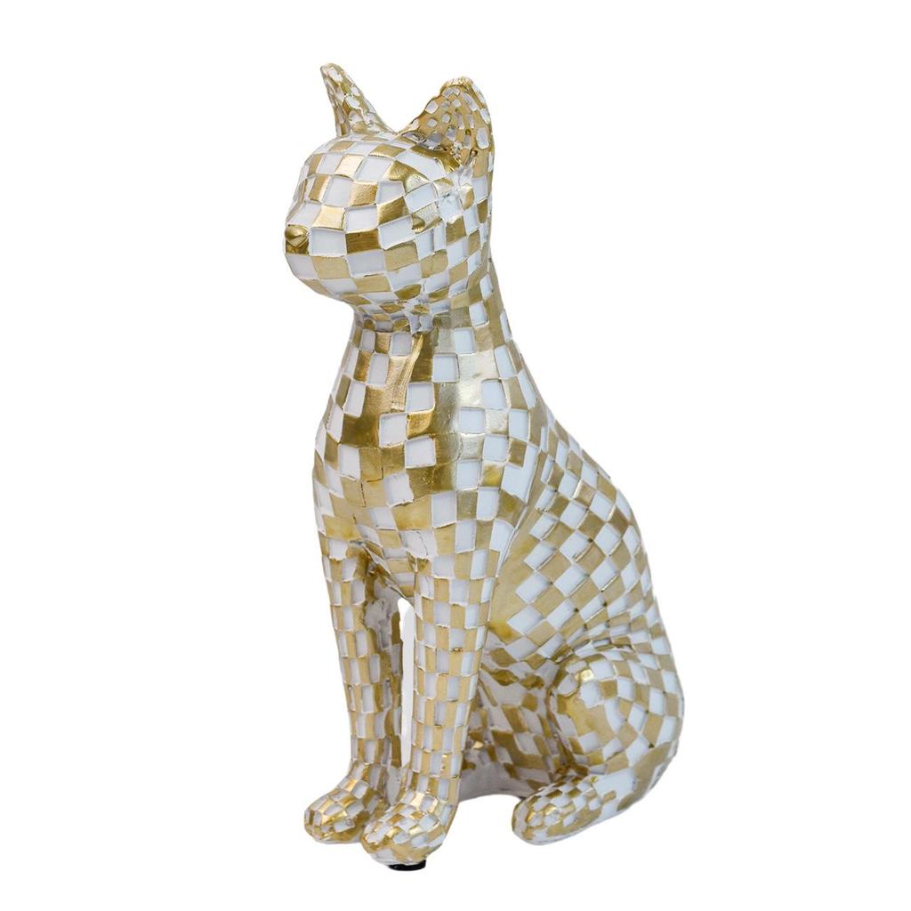 Modern Minimalist Mosaic Cat Figurine for Home or Office Decor