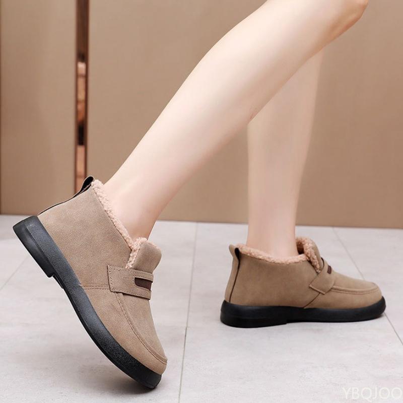 Winter New Fashionable Female Slip On Flat Cotton Shoes Women's Snow Boots Soft Women's  Casual Comfortable Warm Short Boots