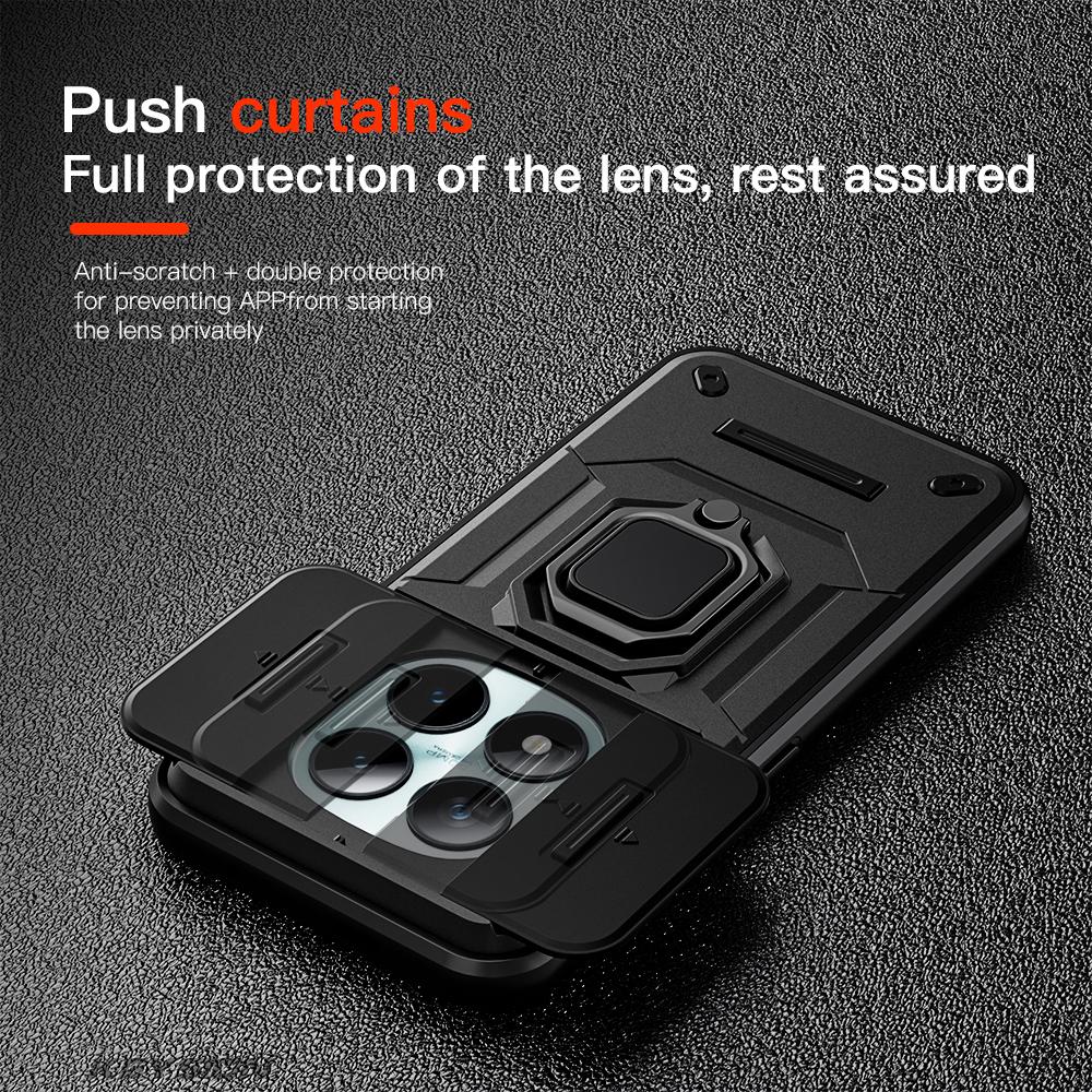 KEYSION Shockproof Case for Xiaomi Redmi Note 15 Pro+ 5G Slide Camera Protection Metal Ring Stand Phone Cover for Redmi Note 15 4G 5G