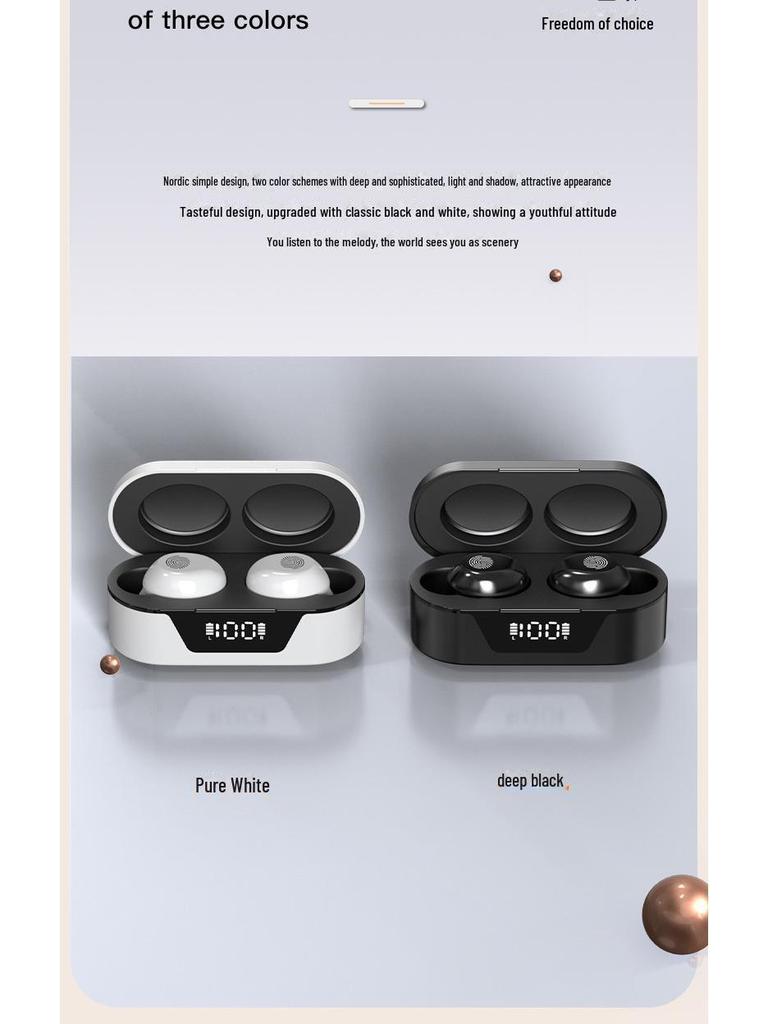 T31 Dual-Ear Touch Control Wireless Bluetooth In-Ear Headset with Digital Display