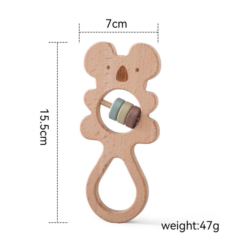 Baby Toys 0 12 Months Wooden Rattle Sensory Toys For Baby Montessori Baby Stroller Cartoon Koala Hand Bell Infant Wooden Teether
