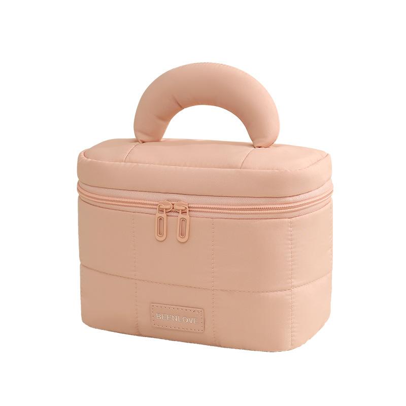 

Cosmetic Bag Handheld Cosmetic Storage Short Trip Large Capacity Wash Cosmetic Bag рожевий