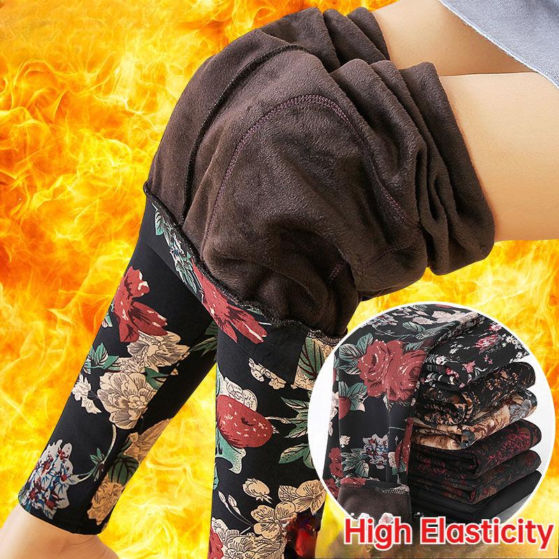 Middle-aged and Elderly Mom Pants Winter Padded Elastic Waist Female Bottoming Large Size High Waist Warm Long Pants