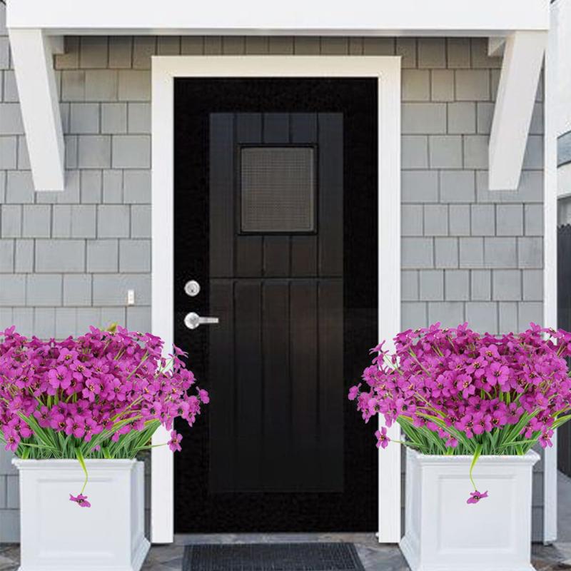 10 Bündel künstliche Blumen für den Außenbereich, UV-beständig, Kunstblumen, kein Verblassen, künstliche Kunststoff-Grünsträucher, Pflanzen für Küche, Zuhause, Hochzeit, Gartendekoration