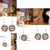 Christmas Acrylic Snowman Earrings With Round Design For Christmas Party Decor
