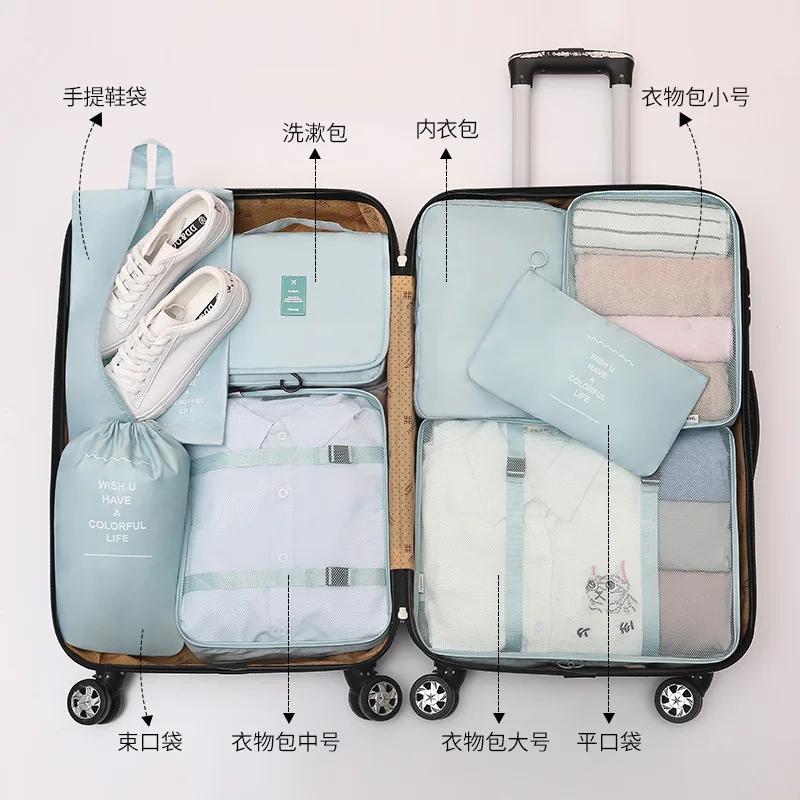 8Pcs/set Packing Cubes Travel Luggage Organizer Storage Bags Suitcase Packing Cases Clothes Shoe Tidy Pouch Bag Wash Bags