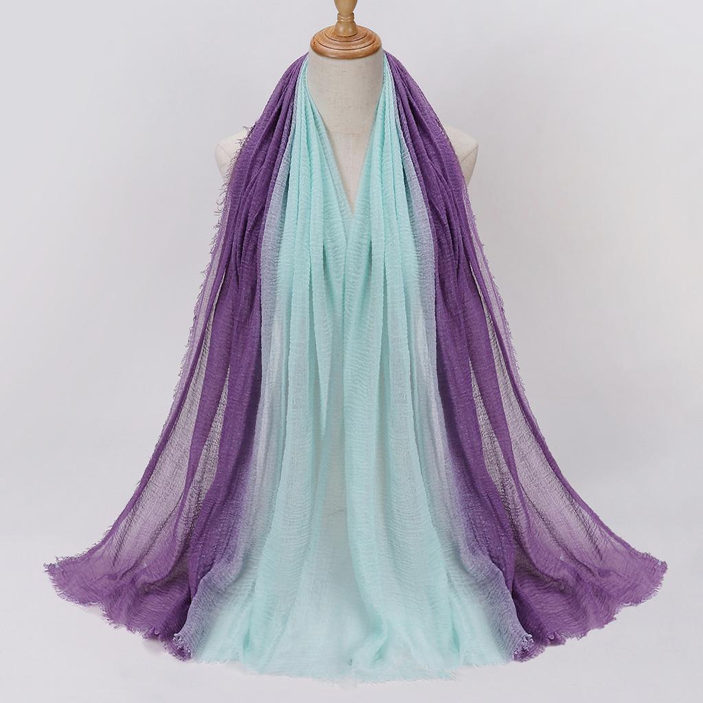 Gradient Color Cotton Linen Scarf Travel Camping Shade Long Scarves Shawl Head Wraps Headscarf Neckerchief Women Muslim Hijabs