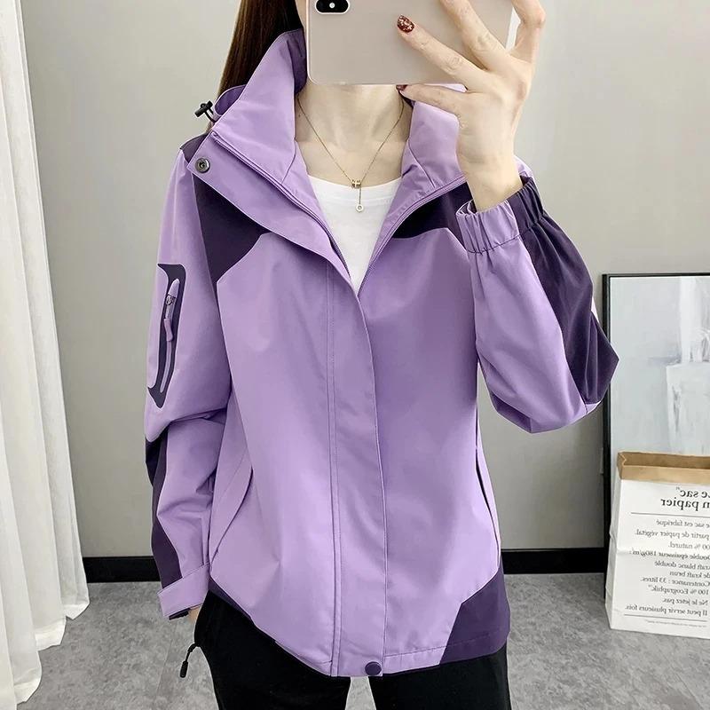 

Women s Coat Joker Waterproof Windproof Single Layer Jacket Long Sleeve Zipper Sport Hooded Jackets Outwear S