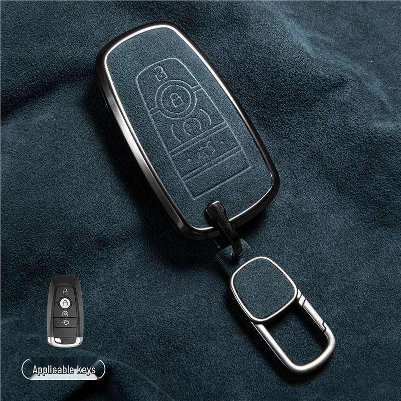 Luxury Suede Key Covers for Ford Explorer ST, Escape, Edge, 4WD, Mondeo, and EVOS
