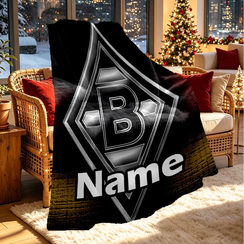 Custom Name Personalized Borussia Monchengladbach Print Blanket, Home Decor, Bedroom, Sofa, Camping, Couch, Gifts for Birthday Christmas