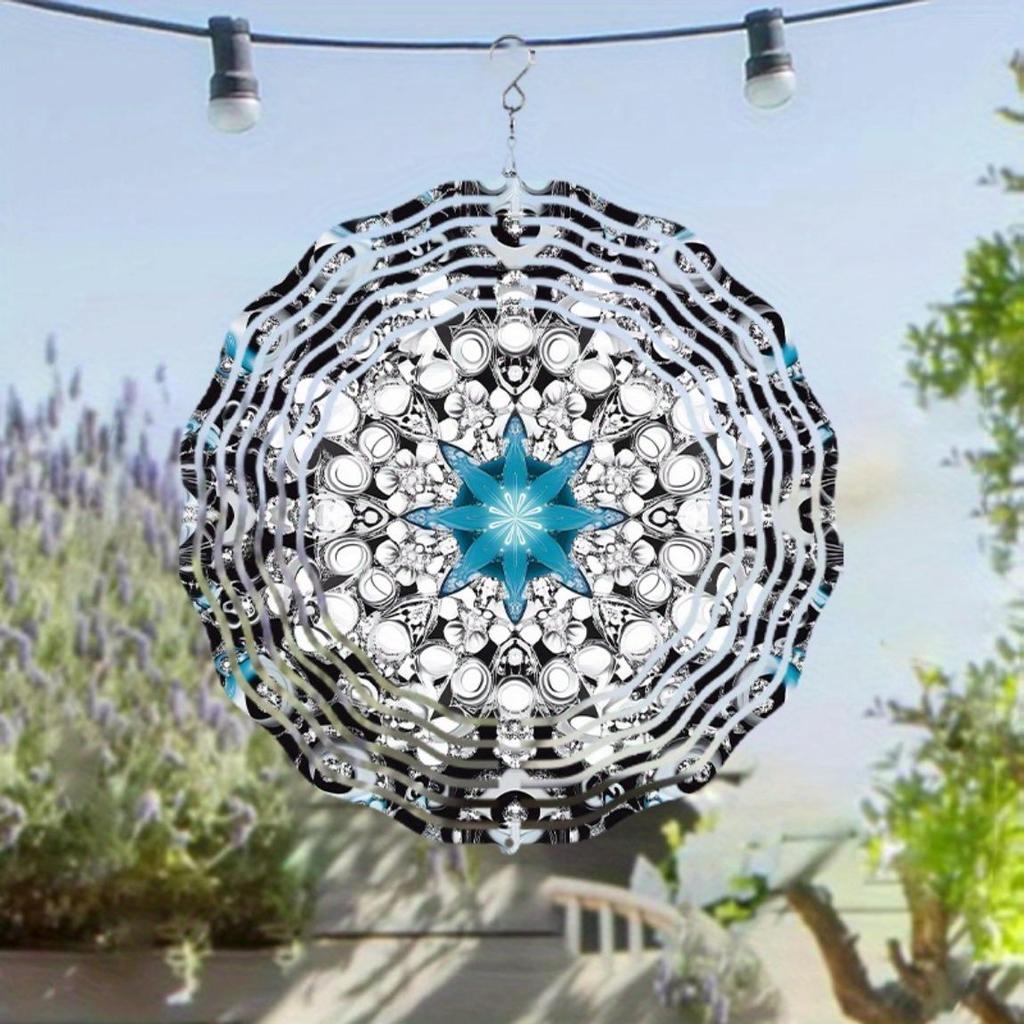 Blaues Mandala Windspiel Wandbehang Gartendekor Außenschmuck Nicht elektrisch Visueller Effekt Geschenk für Zuhause Hof