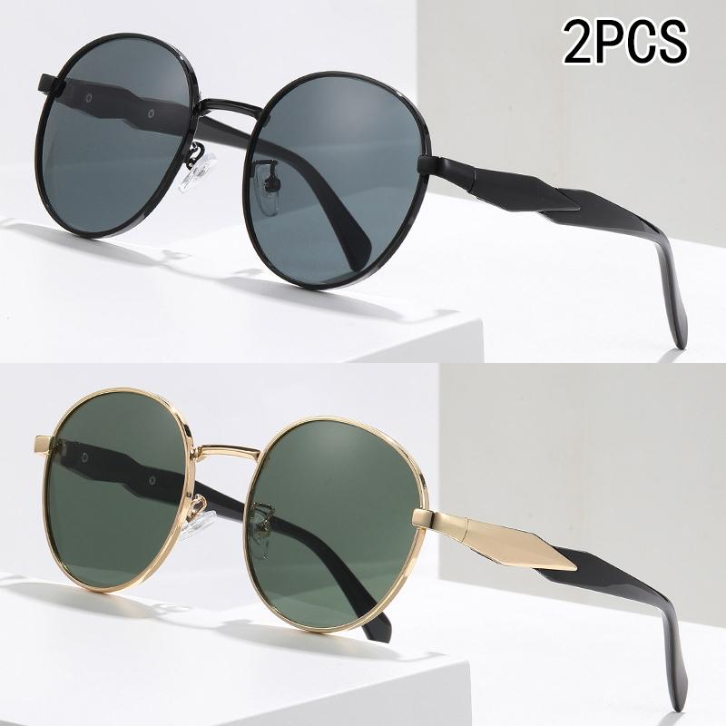 

2 ШТ. Овальные Солнцезащитные Очки Металл Новые Уличные Солнцезащитные Очки Модные Ретро Солнцезащитные Очки Женские 230/2412