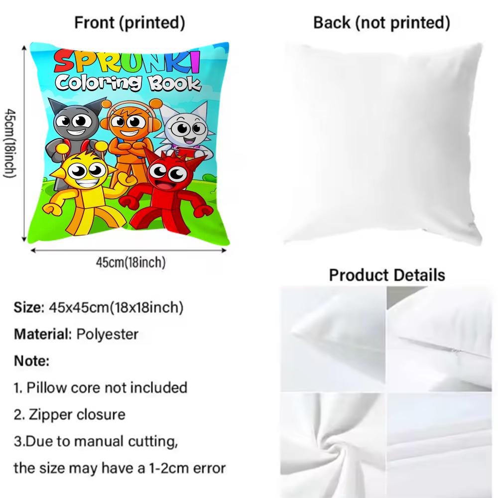 Popular Game Character Sprunki Cushion Cover Comfortable Reversible Pillow Cover Ideal For Car Sofa Bedroom & Beyond