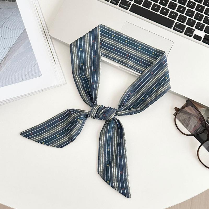 Striped Silk Scarf, Long Strip, New High-end Small Scarf, Neck Accessories, Tied Bag, Streamer Headscarf, Braided Hair Belt, Decorative Belt.