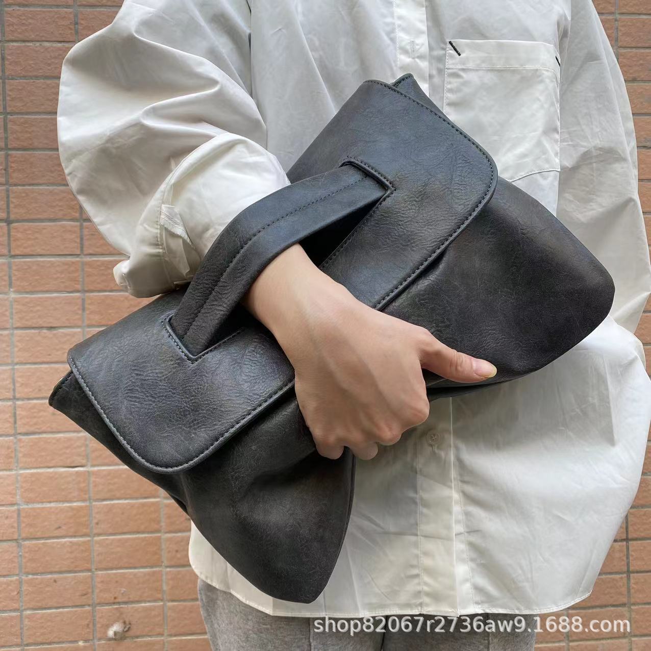 

Женский портфель Новая сумка Большая вместимость Сумка для документов Сумка для хранения темно-серого