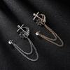 Fashion Luxulry Korean Crystal Anchor Brooches for Women Men Tassel Chain Rhinestone Collar Pins Suit Shirt Badge Jewelry Gifts