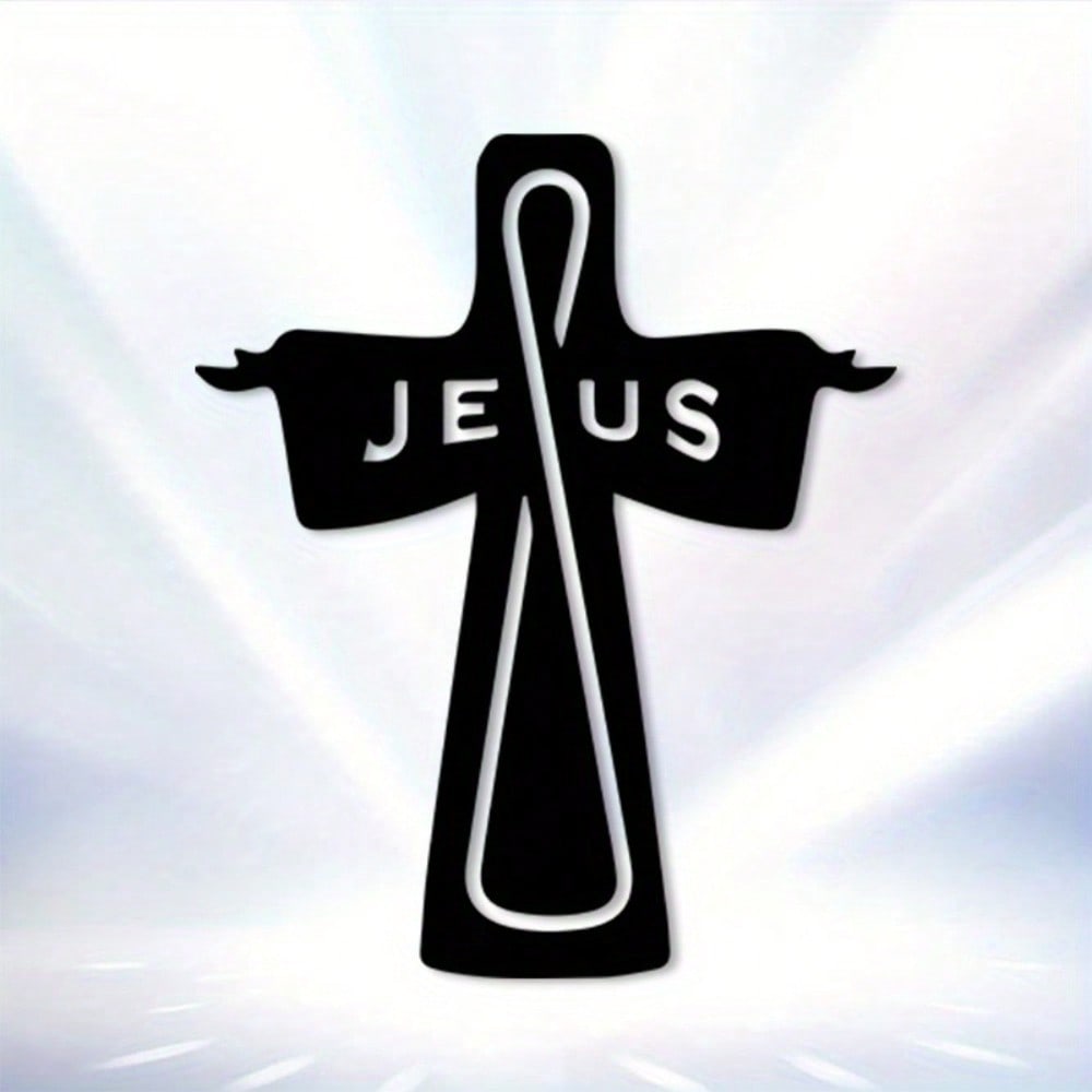 1pc Vintage Jesus Metal Cross Wall Art, Iron Christian Decor for Chapel & Home, Easter Gift