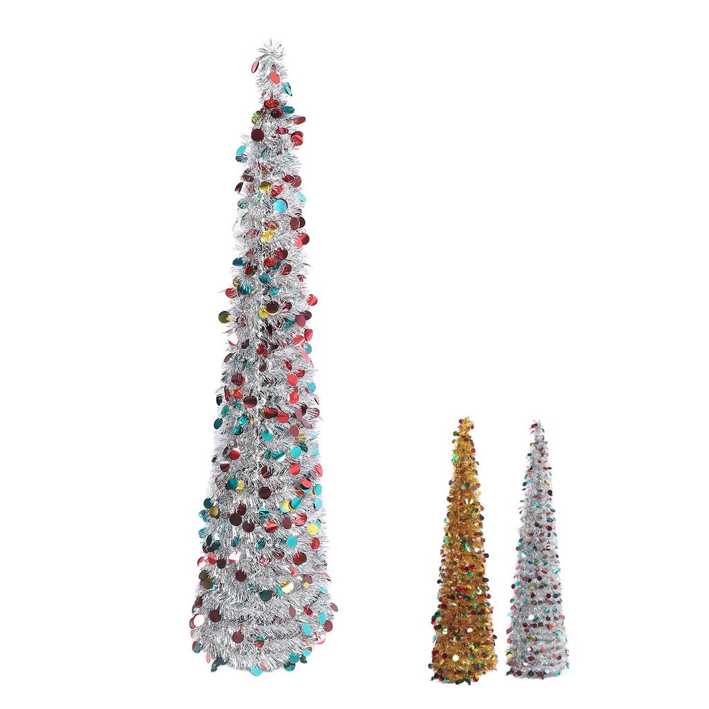 4,9 fot PET vikbar konstgjord julgran paljett popup julgran för hemdekoration