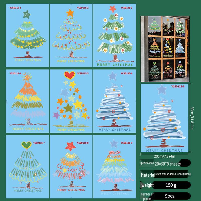 Cross-border Christmas Static Cling Window and Wall Stickers for Glass Doors and Shopping Malls