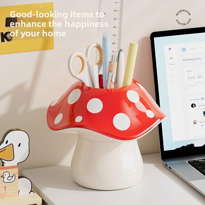 Cute Mushroom Pen Holder for Desktop Storage of Makeup Brushes. High-quality Pen Holder As A Decorative Piece.