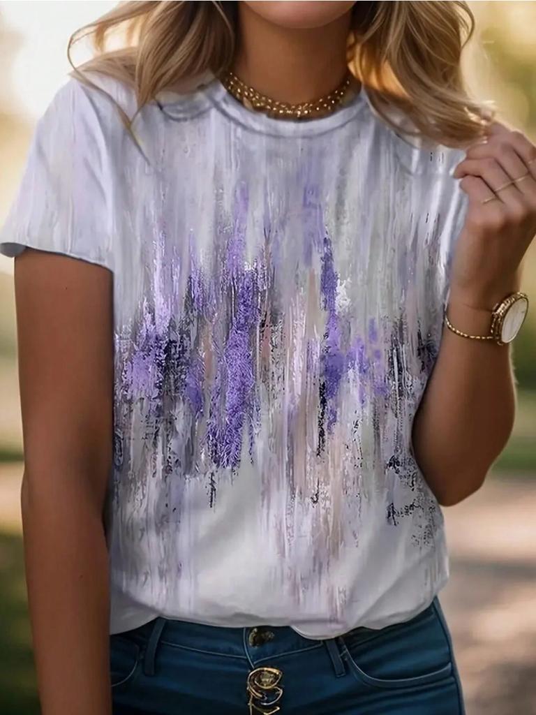 3D Druck Damen T-Shirt Form Rundhals Zielaufdruck Regular Fit Damen T-Shirts Lässige Kurzarm Tops Harajuku T-Shirt Für Frau Sommer