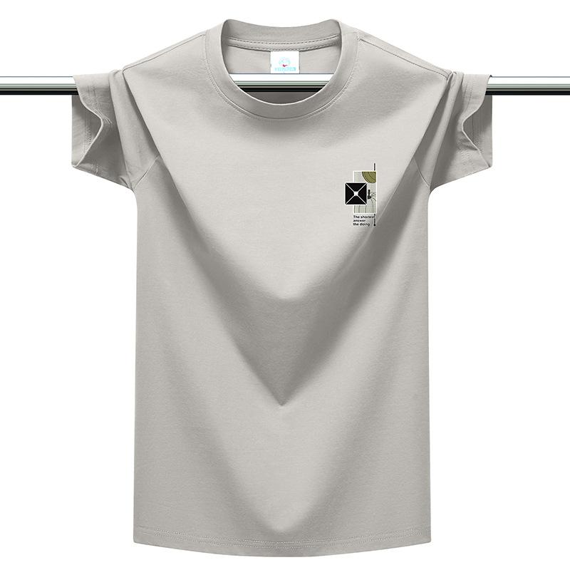 Plus Size Multi-color Men's Short Sleeve T-Shirt Heavyweight Cotton Casual Round Neck Tee