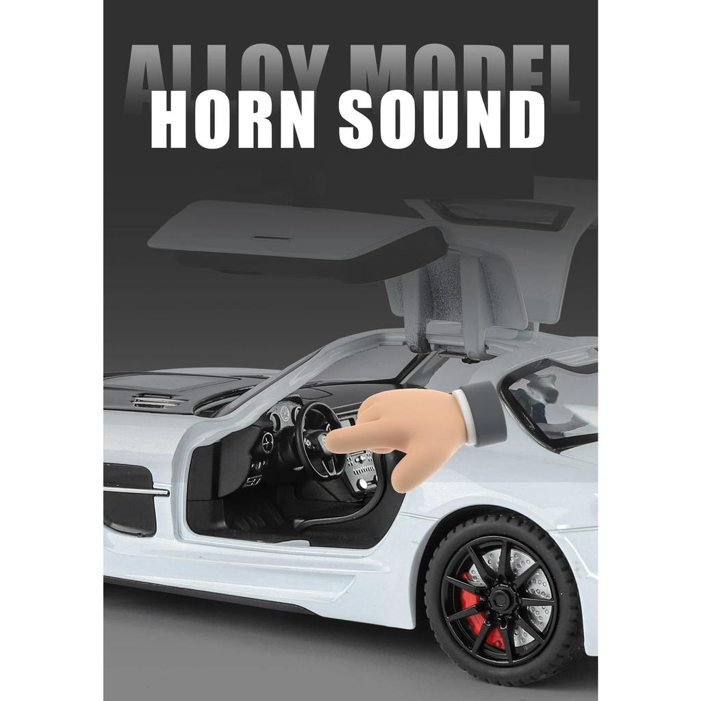 1/24 Benz SLS AMG Transparent Engine Hood Alloy Car Diecasts & Toy Vehicles Car Model Miniature Scale Model Car for Children