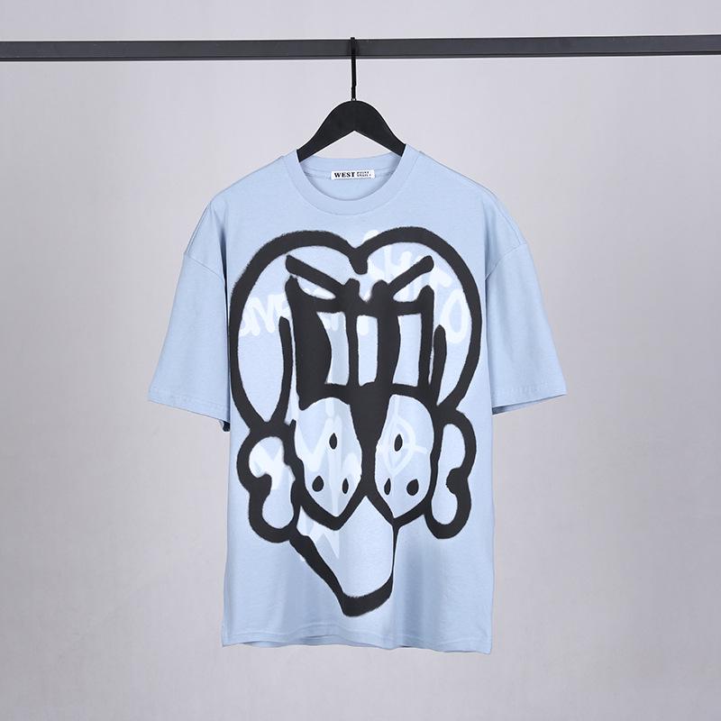 Summer Street Style Cartoon Dog Graphic Cotton Tee - Oversized, Unisex, Short-Sleeved