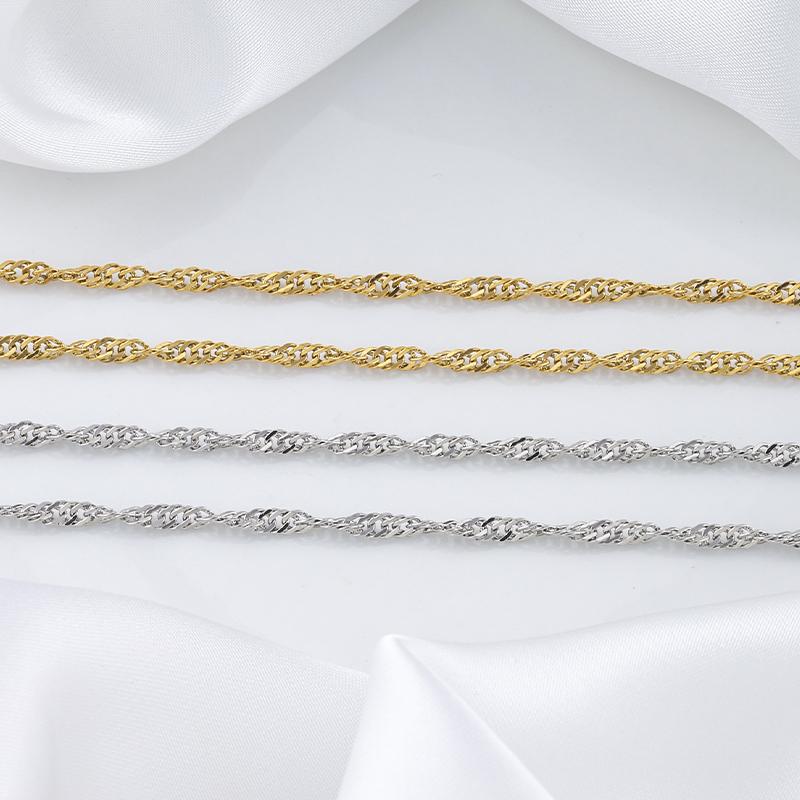 Minimalist Twist Chain 18k Gold Plated Stainless Steel Unfinished Waterproof Accessories for DIY Necklace Jewelry Making Supply