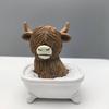 Durability Resin Toilet Seat Cow Statue Bathroom Ornamentation Sculpture With Smooth Surfaces Easy To Clean for Counter top