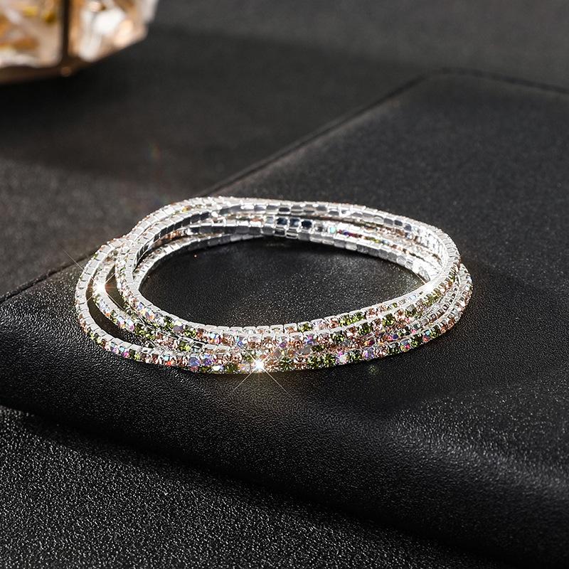 Diamond Elastic Bracelet Color Zircon Rhinestone Claw Chain Crystal Bracelet Gemstone Full Diamond Jewelry
