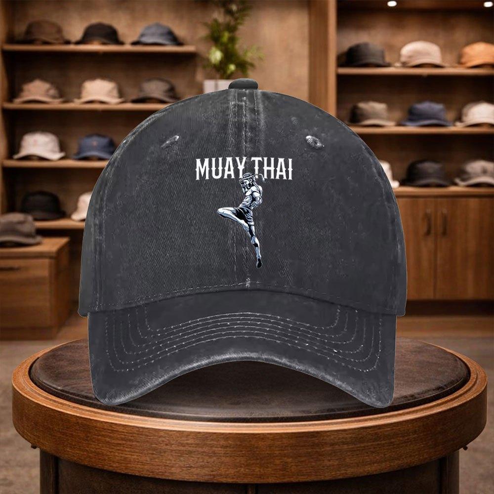 A Thai Boxing Printed Baseball Cap, a Casual Duckbill Hat, Stylish And Adjustable for Outdoor Use, Suitable for Travel And Beach