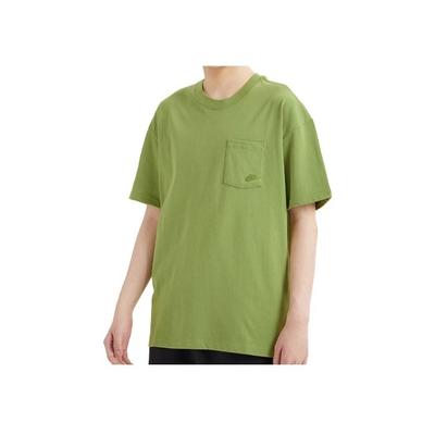 Roupa Esportiva Bolso no Peito Sólida Manga Curta Camiseta Masculina Tops Verde DD0500-318