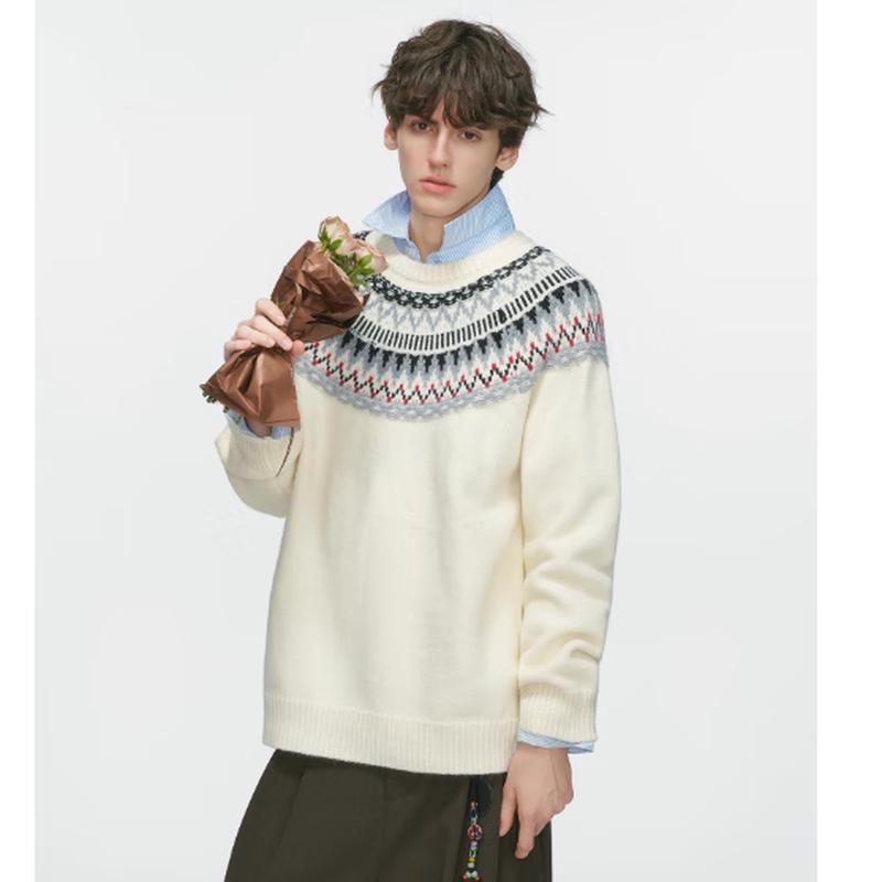 ICH MODE Fair Isle Jacquard Knit Sweater